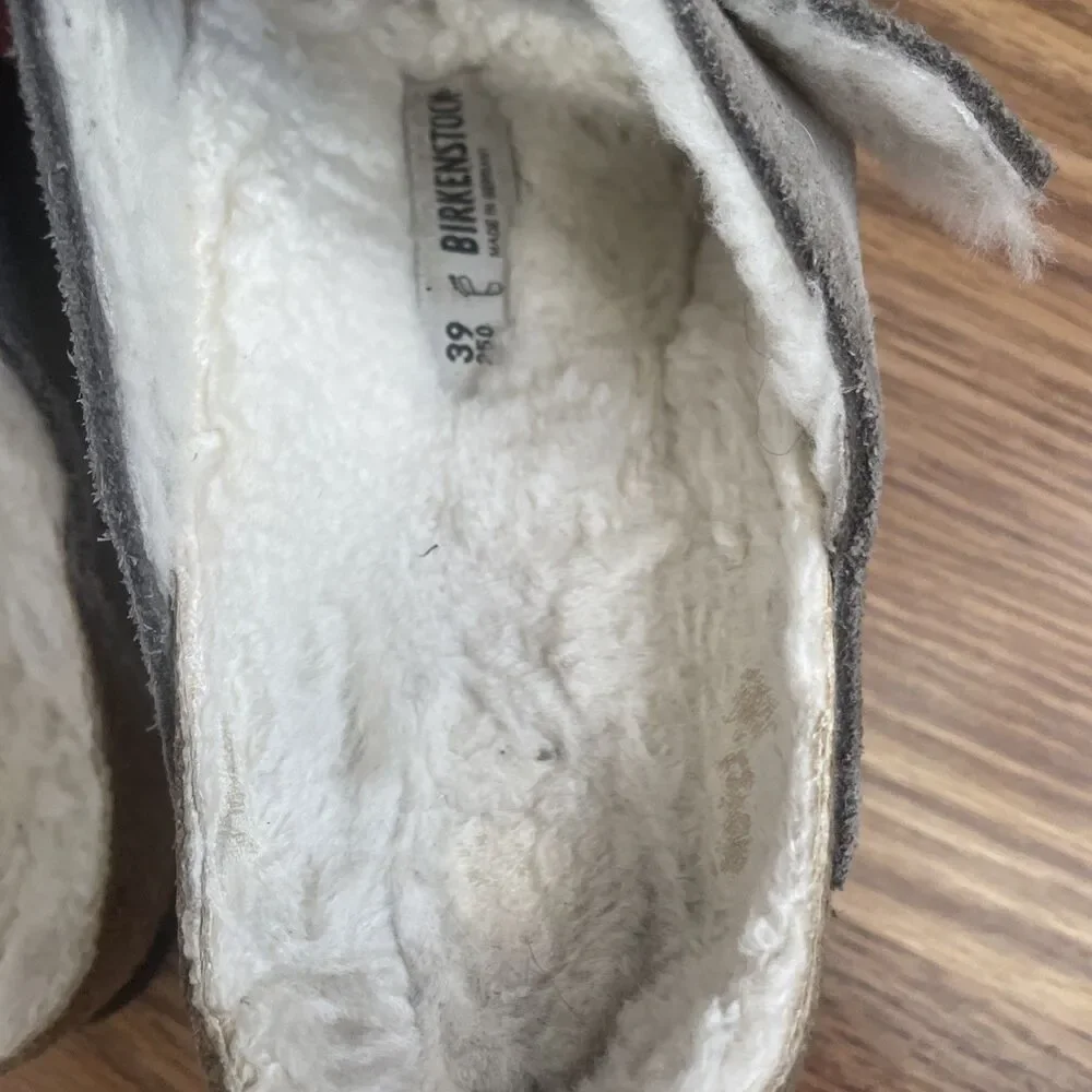 Birkenstock Arizona Shearling Sandals Women's 39 /US 8 Stone Coin/Natural